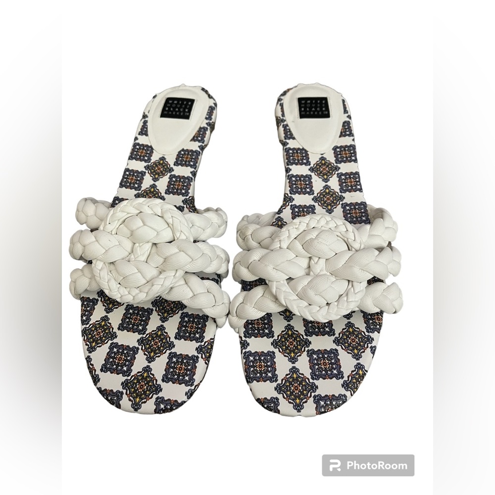 WHBM Braided White Flat Women’s Sandal - Size 8.5 - Worn Once